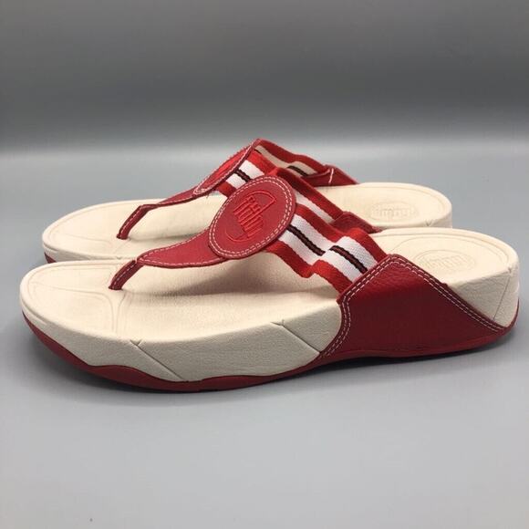 Fitflop Sandals Womens Sz 9 Walkstar Flip Flop Red Comfort Walking Slip On - Picture 1 of 6